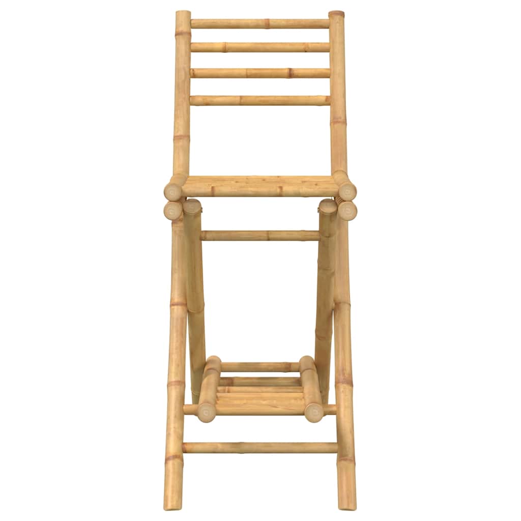 Outdoor Bar Stools with Footrests 2 pcs Foldable Bamboo